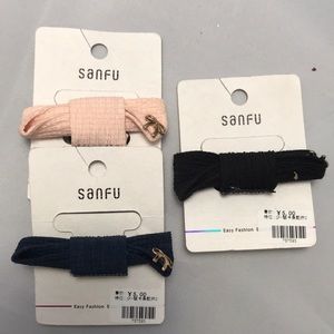 Set of 3 hair ties hair bands metal bow details